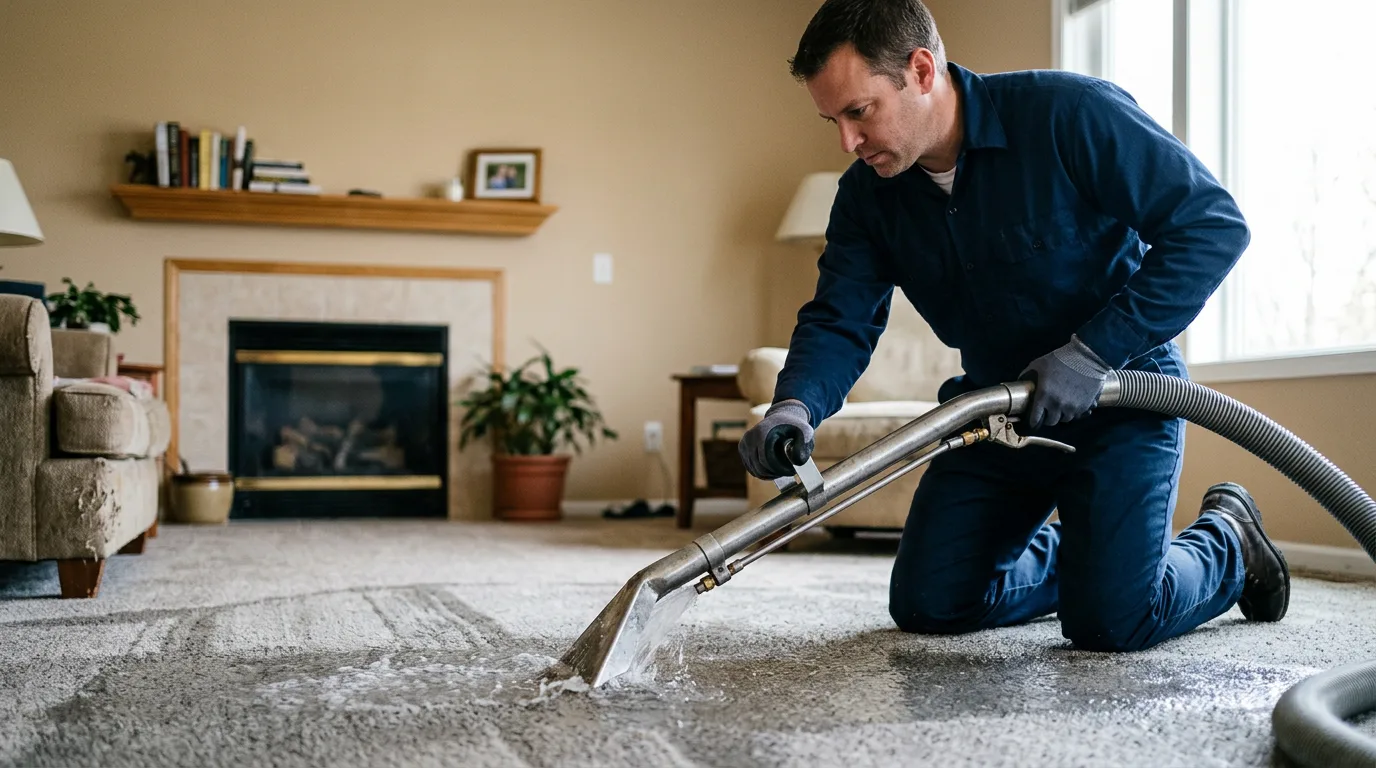 Water damage restoration technician working near Farmington, CA